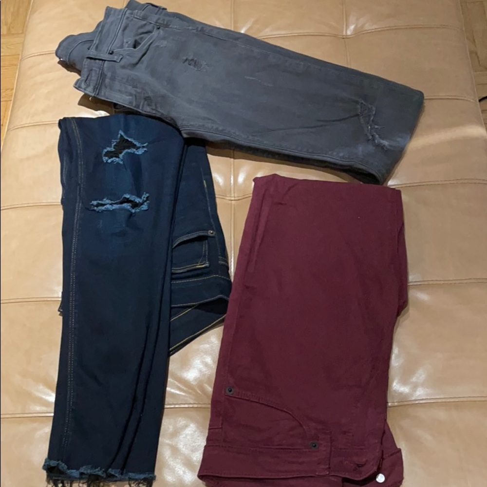 3 pairs of Hudson skinny low cut jeans